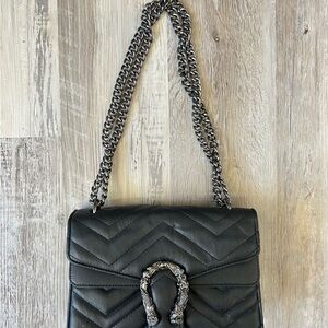 Black Quilted Chain Shoulder Bag